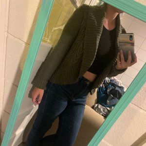 green cardigan